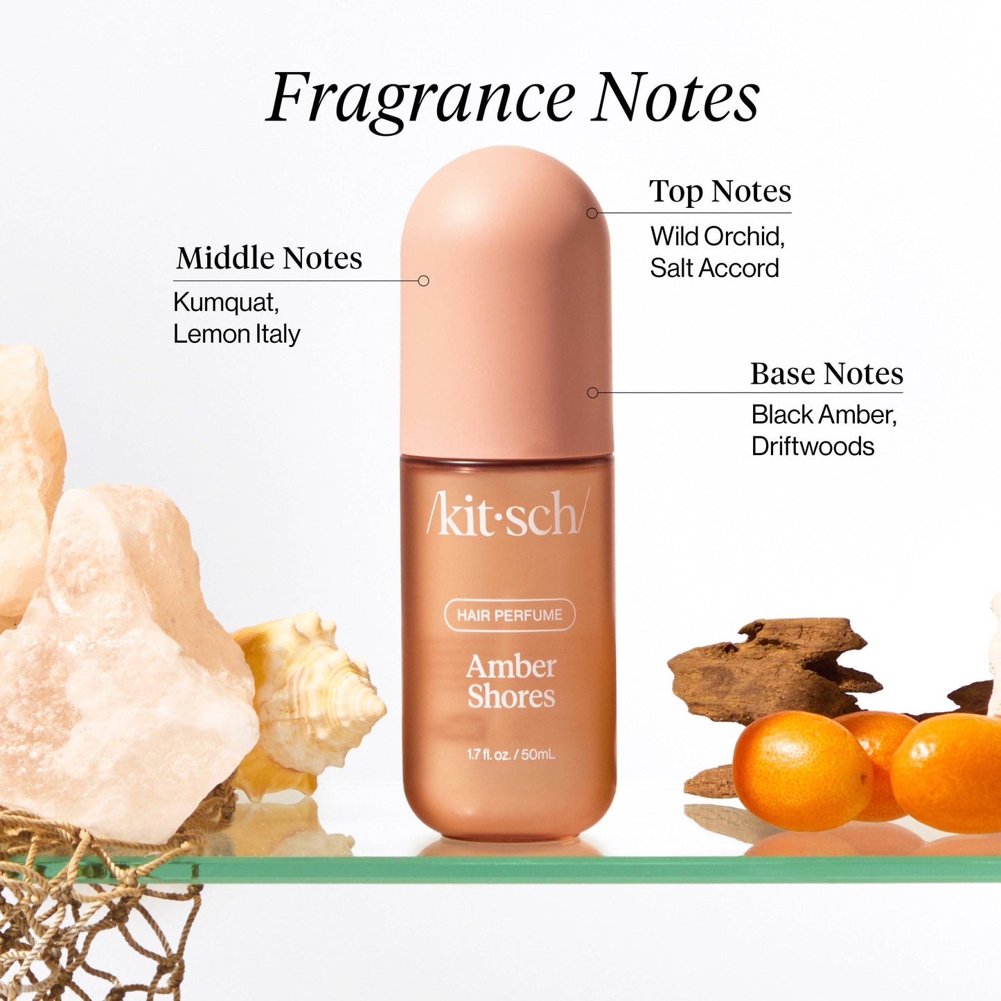 Fragrance notes of the kitsch amber shores hair perfume