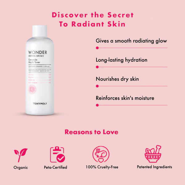 Tonymoly Wonder Ceramide Mochi Toner - 500 ml (Image 5)
