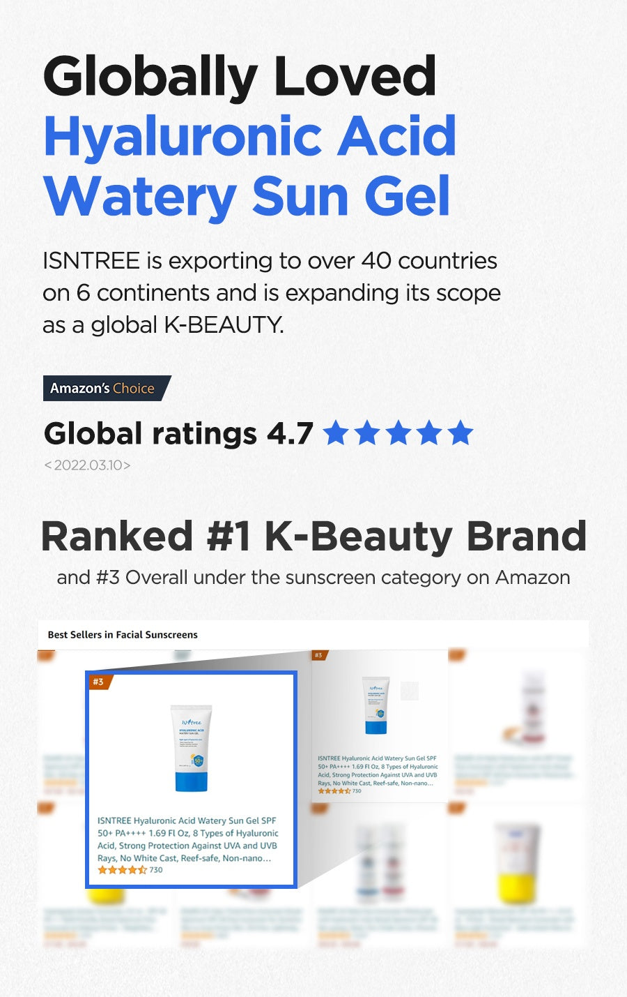 Mini ISNTREE Hyaluronic Acid Watery Facial Skincare Uv Sunscreen SPF50+PA+++ | 10ml - 10ml Travel Size (Image 4)