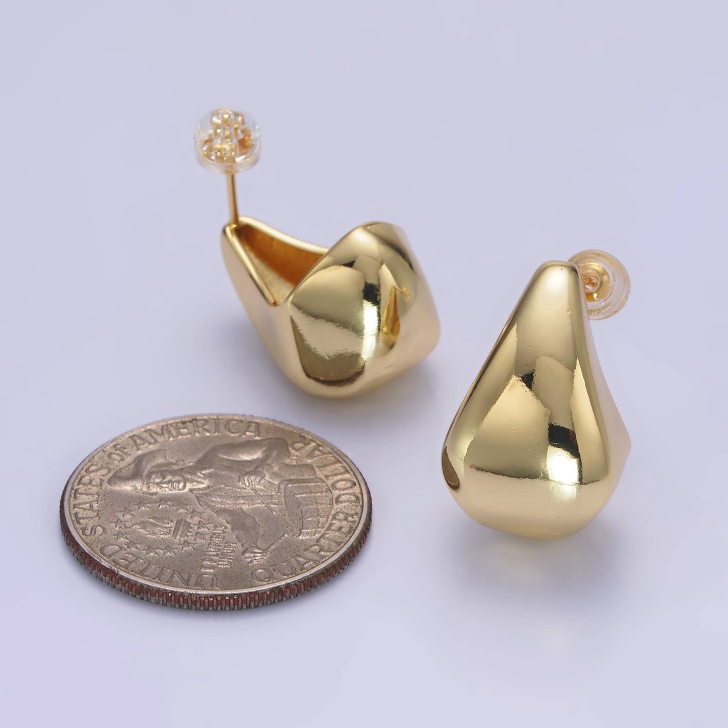 Aim Eternal - 14K Gold Filled Edged Teardrop C-Shaped Hoop Earrings