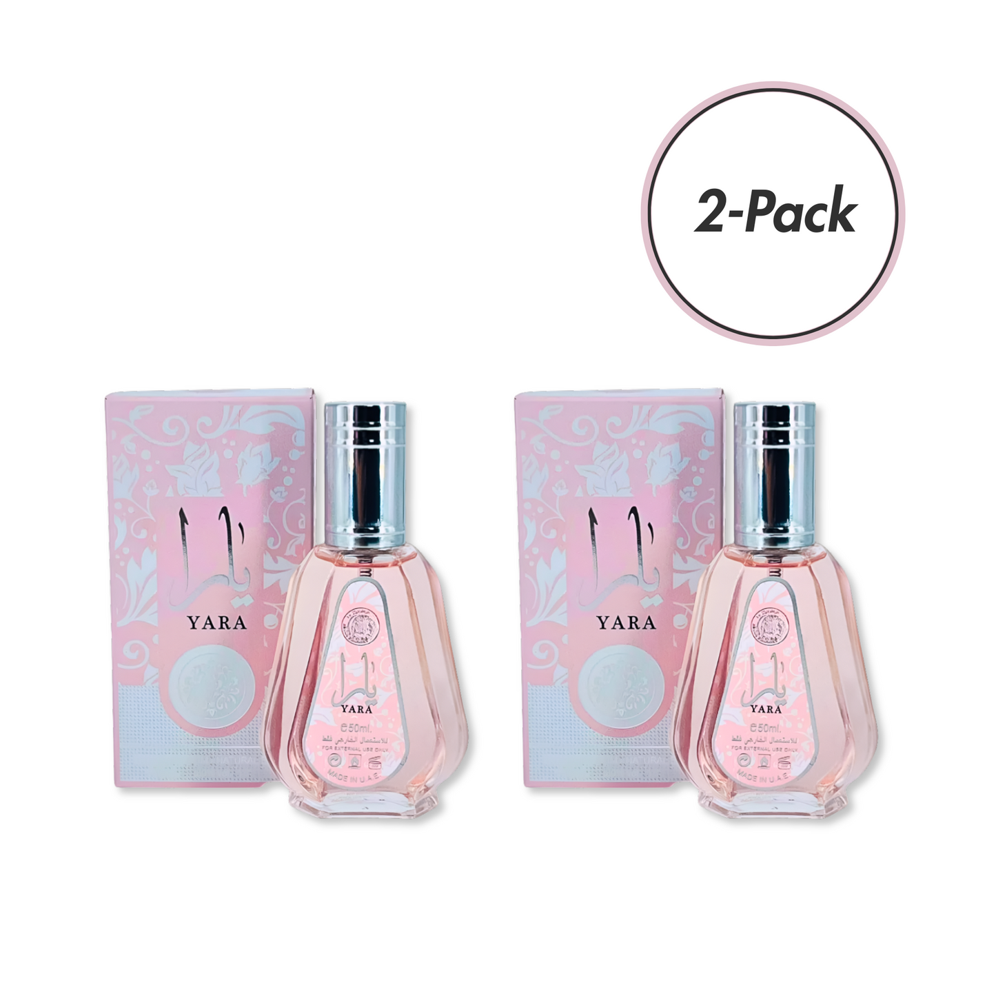 Lataffa Yara 50ml perfume bottles made in U.A.E. Exclusive 2-pack at Wehitpan to save money.