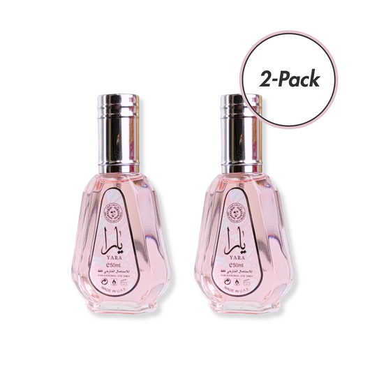 Lataffa Yara 50ml perfume bottles made in U.A.E. Exclusive 2-pack at Wehitpan to save money.