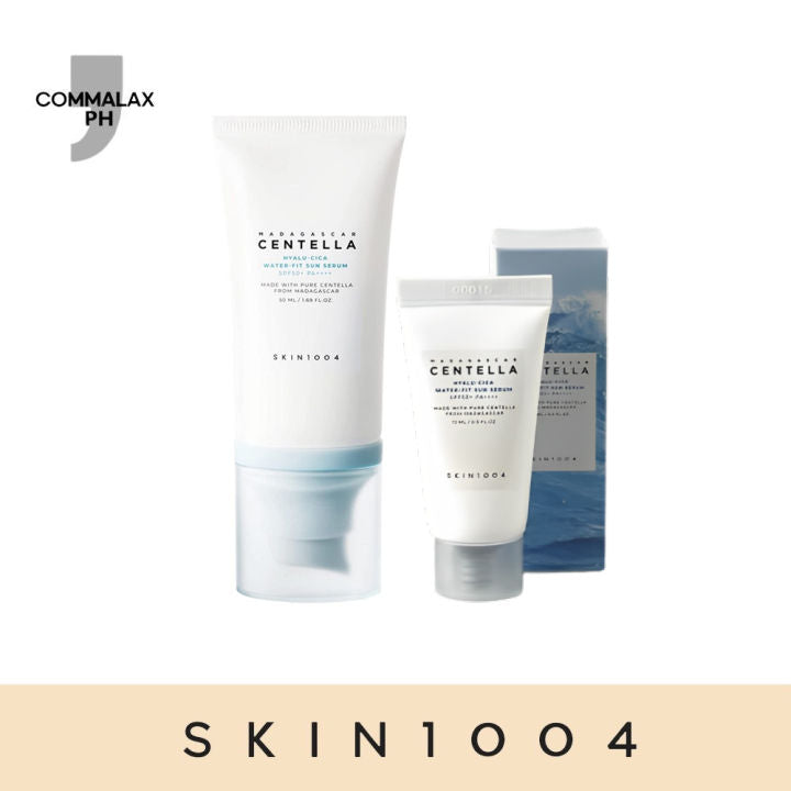 Skin1004 HYALU-CICA Water-Fit Sun Serum, product photo, k-beauty sunscreen spf50+, viral on tiktok, wehitpan.com, mini travel size comparison