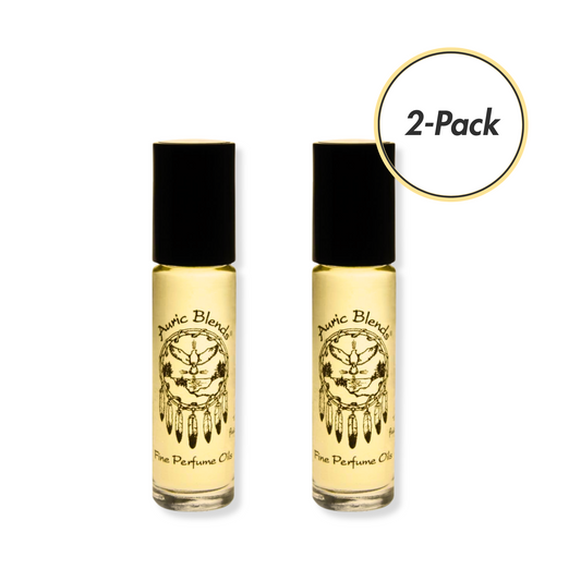 Two Auric Blends perfume bottles with a black cap on a white background, labeled as a 2-Pack. Exclusive deal to save money available at WeHitPan Beauty.