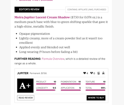 Moira Lucent Cream Shadow product photo review tiktok jupiter review stars 4.7 wehitpan.com not at sephora temptalia review