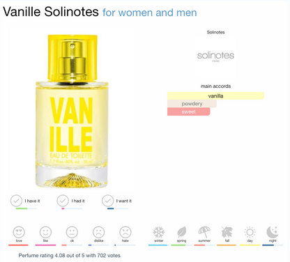 Solinotes Vanilla Eau de Parfum 50ml
