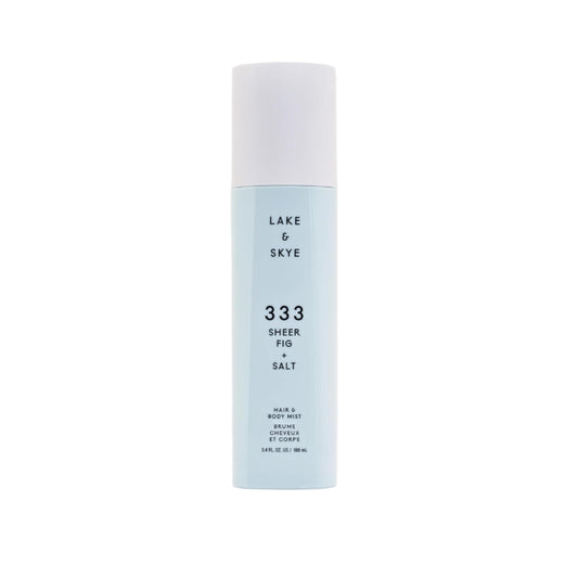 Lake & Skye product with '333 Sheer Fig & Salt' on a light blue background