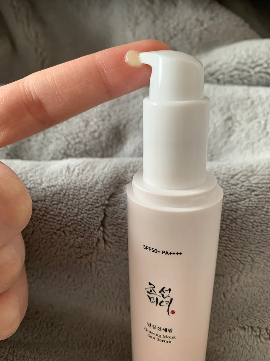 Beauty of Joseon Ginseng Moist Sun Serum Spf 50 Sunscreen, summer makeup, viral tiktok, wehitpan.com product photo, application customer review